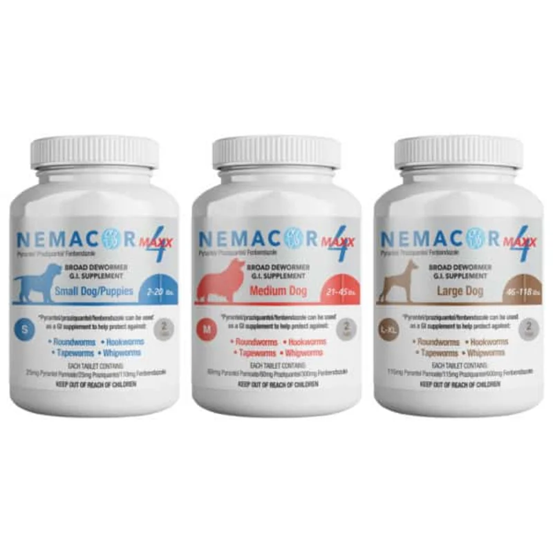 Nemacor Maxx 4 Broad De-Wormer Supplement for Dogs