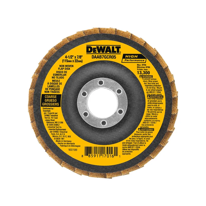 Non-Woven Flap Discs "Fine" Grit 4-1/2" X 7/8" Dewalt