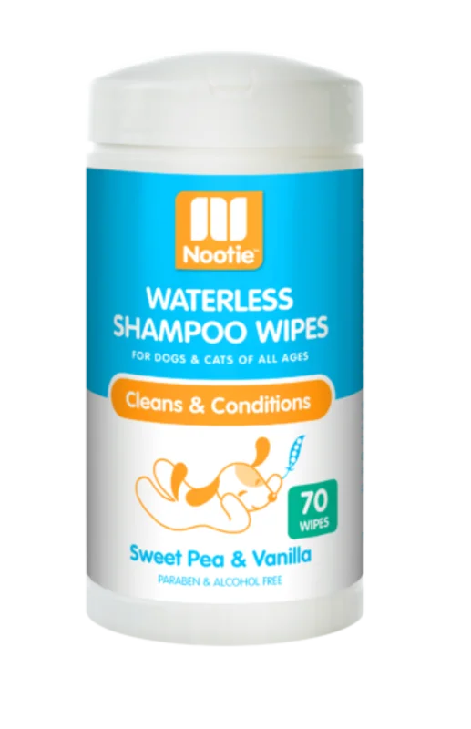 Nootie Sweet Pea & Vanilla Waterless Shampoo Wipes For Dogs & Cats
