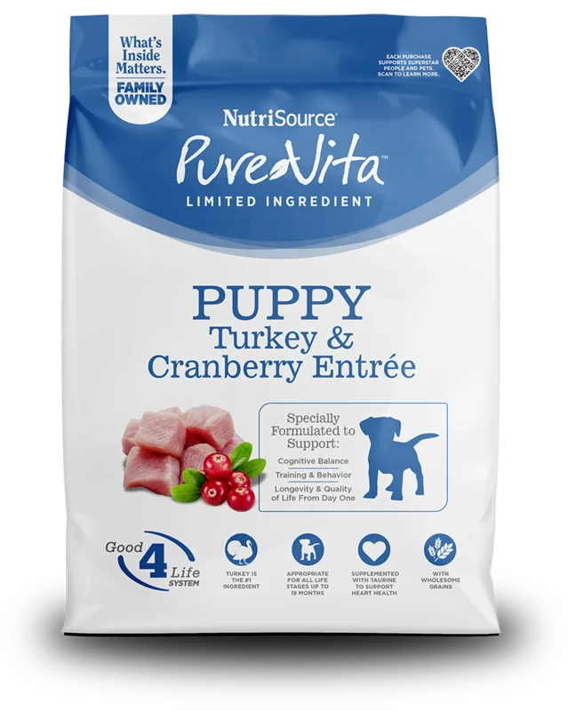 NutriSource Pure Vita Puppy Turkey & Cranberry Entre Limited Ingredient Dog Food