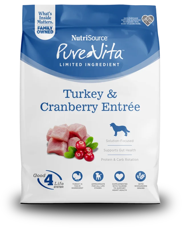 NutriSource Pure Vita Turkey & Cranberry Entre Limited Ingredient Dog Food