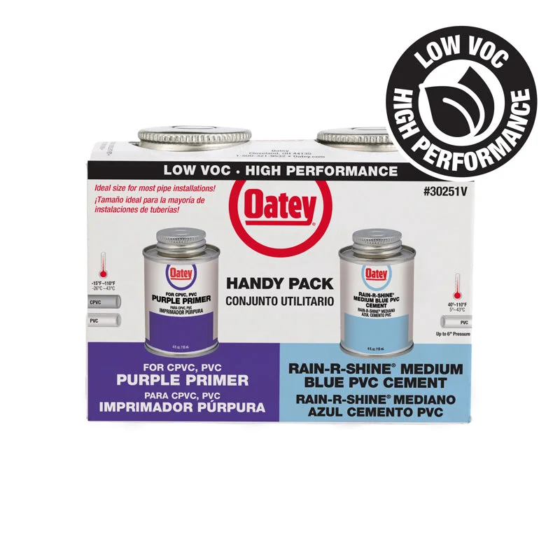 Oatey Rain-R-Shine Medium Blue PVC Cement & Primer Handy Pack