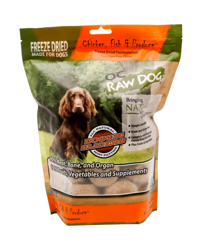 OC Raw Dog Freeze Dried Chicken, Fish & Produce Sliders