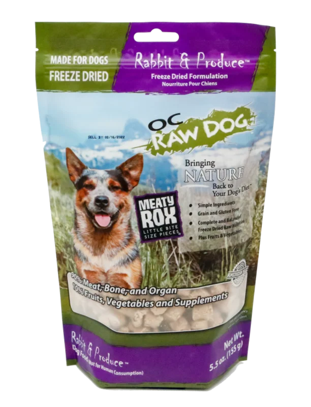 OC Raw Dog Freeze Dried Rabbit & Produce Meaty Rox