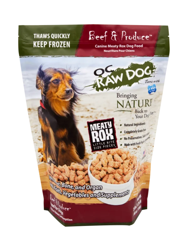 OC Raw Dog Frozen Beef & Produce Meaty Rox