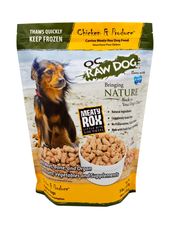 OC Raw Dog Frozen Chicken & Produce Meaty Rox