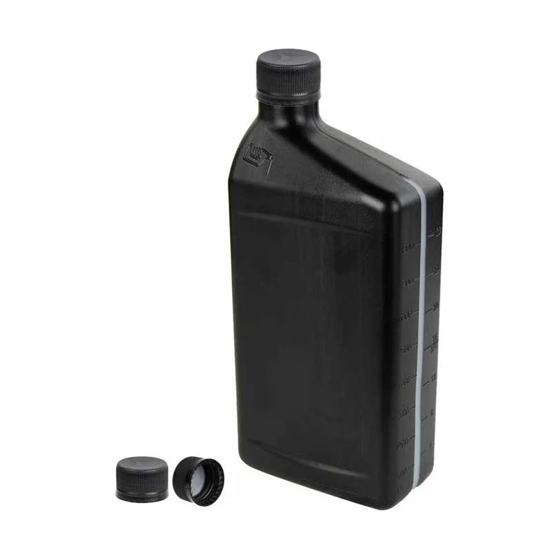 Oil Quart Black Bottle with Lid 32 oz. (1 quart) HDPE Plastic, 28/400 Black Ribbed Cap
