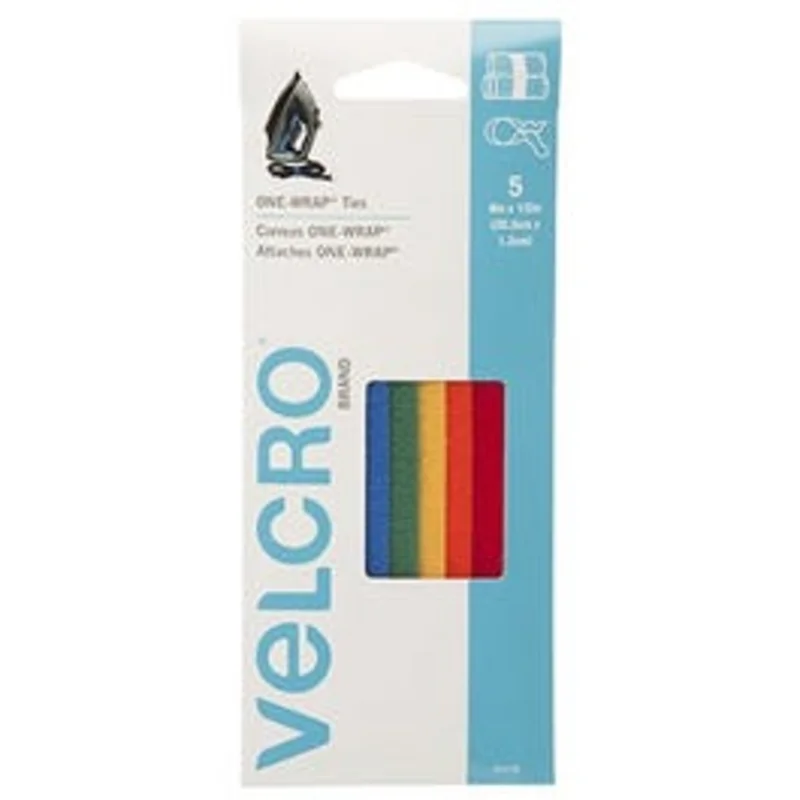 ONE-WRAP Fastener Ties, Multi-Color, 8 x 1/2-In., 5 Ct.