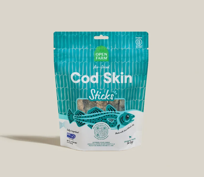 Open Farm Icelandic Air-Dried Cod Skins Dog Treat Sticks