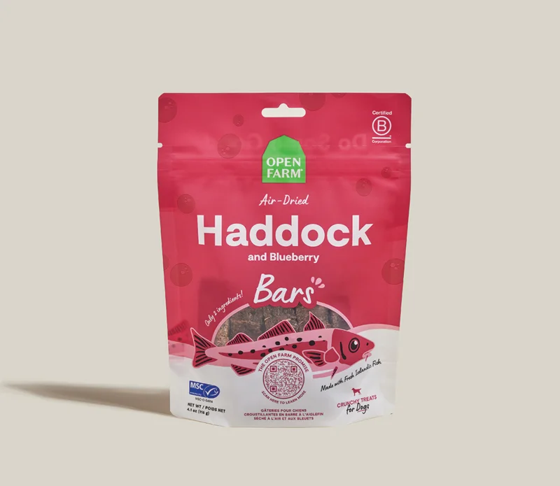 Open Farm Icelandic Air-Dried Haddock & Blueberry Dog Treat Bars
