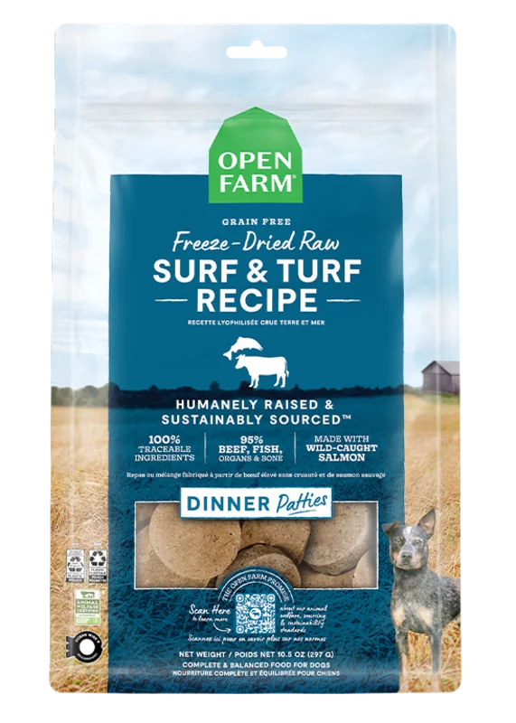 Open Farm Surf & Turf Freeze Dried Raw Patties for Dogs