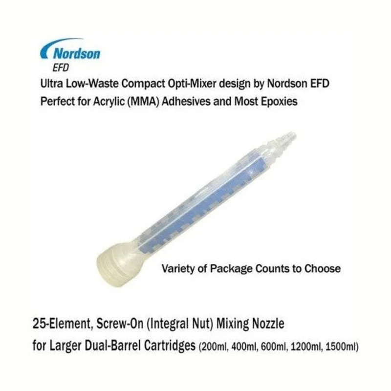 OptiMixer (Low-Waste) Screw-On 25-Element Mixing Nozzle for 200ml, 400ml, 600ml, 1500ml 2-Part cartridges
