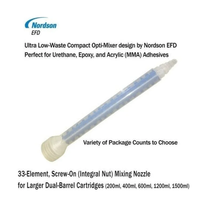OptiMixer (Low-Waste) Screw-On 33-Element Mixing Nozzle for 200ml, 400ml, 600ml, 1500ml 2-Part cartridges
