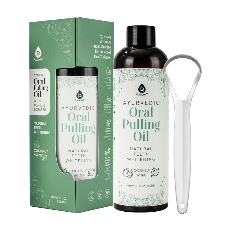 Oral Pulling Oil with Tongue Scraper