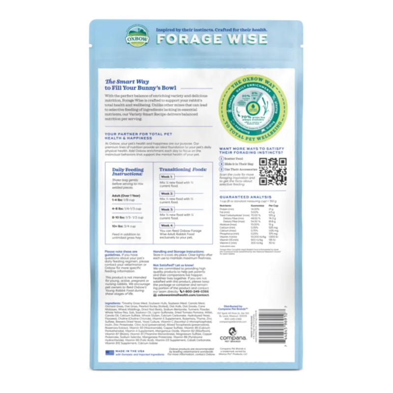 Oxbow Animal Health Forage Wise Adult Rabbit Food