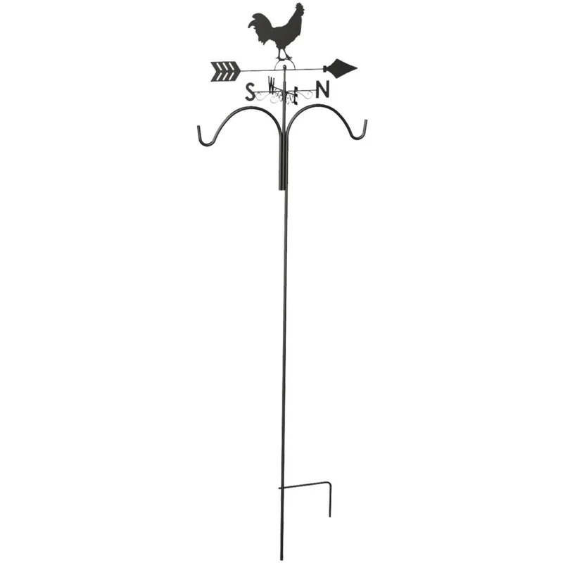 Panacea 78 In. Brown Steel Rooster Weathervane Double Shepherd Hook