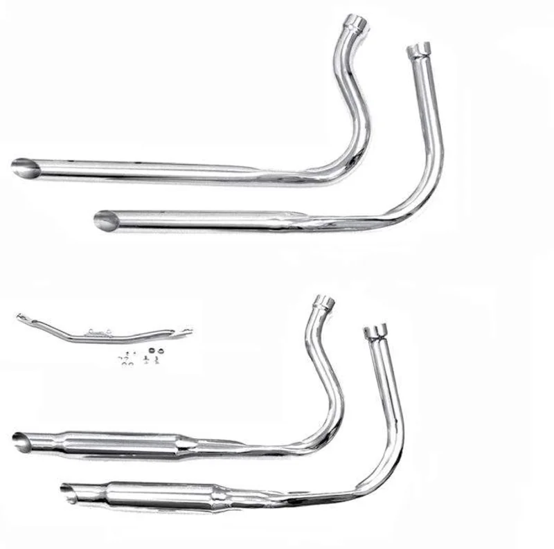 Panhead Swingarm Close Fit Staggered Dual Exhaust Systems For 1958 - 1964