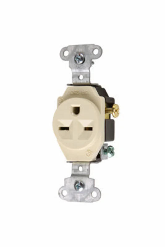 Pass & Seymour 15A 250V Heavy Duty Spec-Grade Single Receptacle, Back and Side Wire, Ivory Ivory
