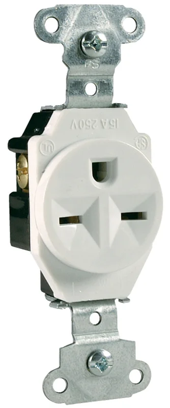 Pass & Seymour 15A 250V Heavy Duty Spec-Grade Single Receptacle, Back and Side Wire, White White
