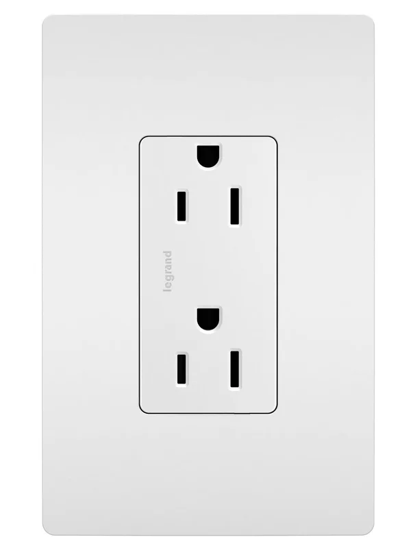 Pass & Seymour radiant Tamper-Resistant Outlet, White White