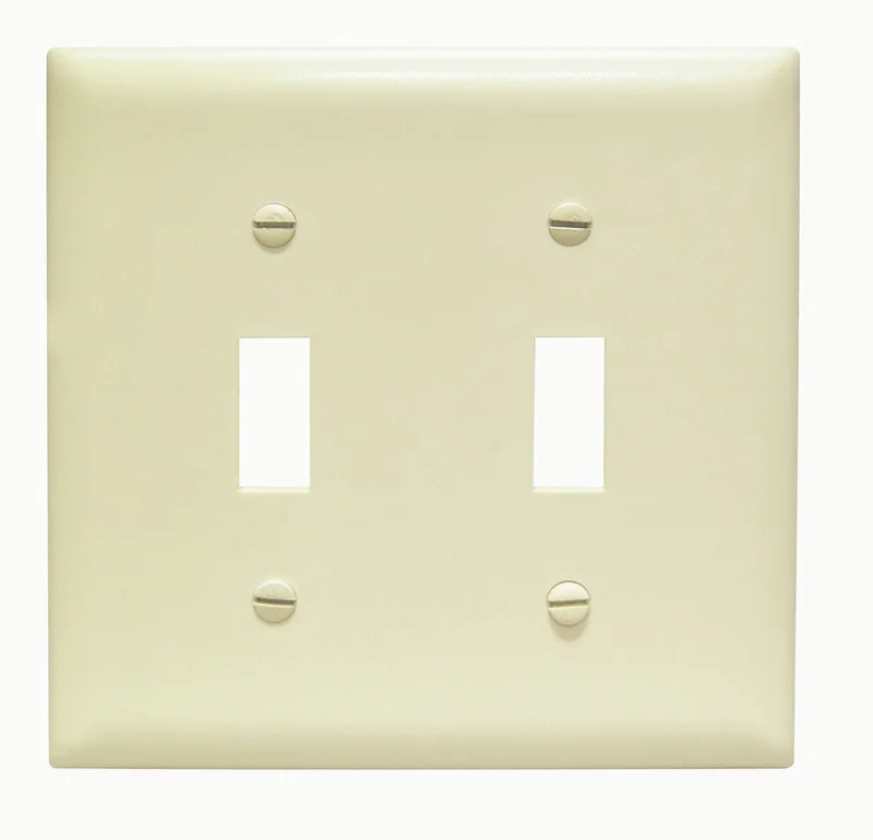 Pass & Seymour Toggle Switch Openings, Two Gang, Ivory Ivory