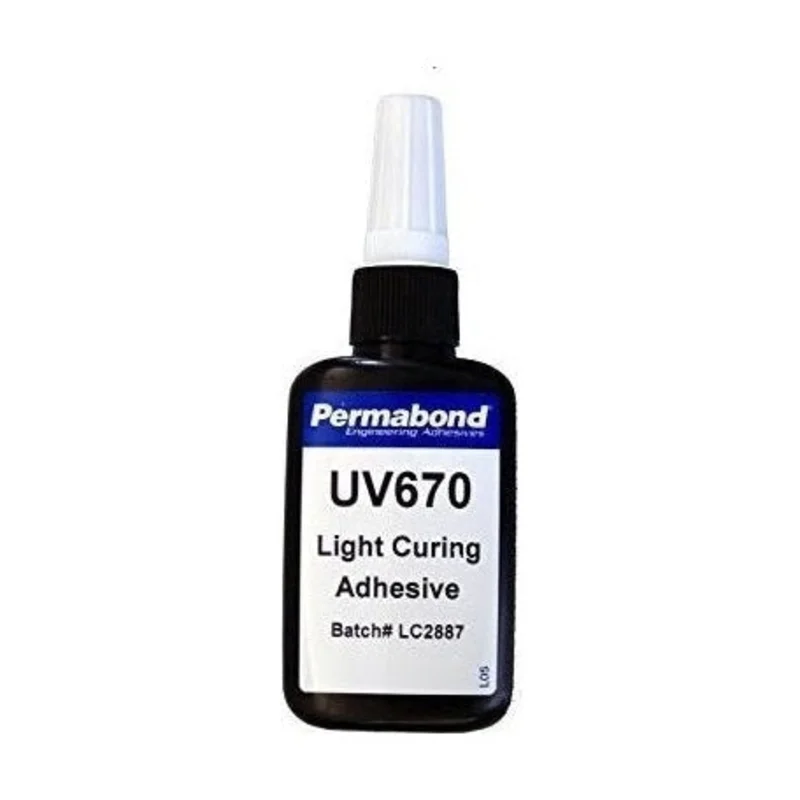 Permabond UV670 UV glue optimized for Glass-Glass and Glass-Metal bonding