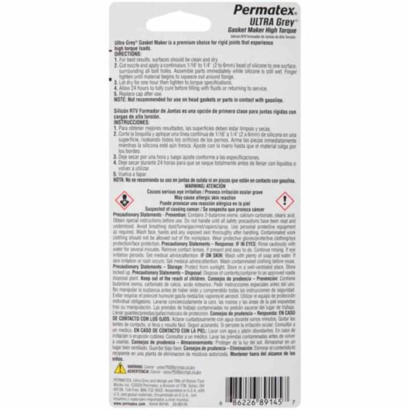 Permatex Ultra Grey RTV Silicone Gasket Maker