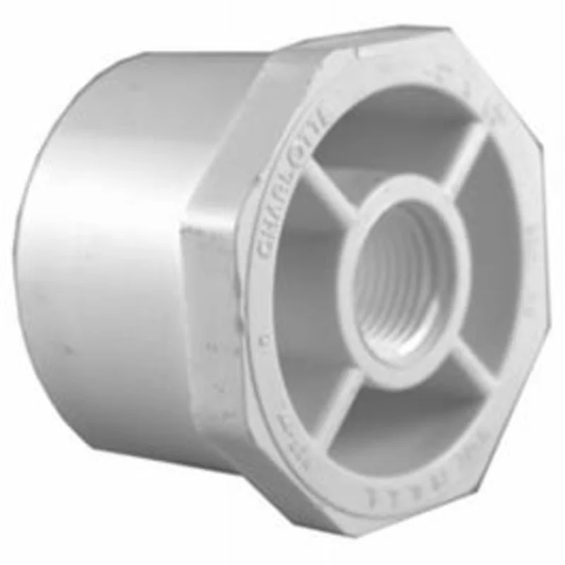 Pipe Reducer Bushing, Spigot x Female Thread, White, 2 x 3/4-In.