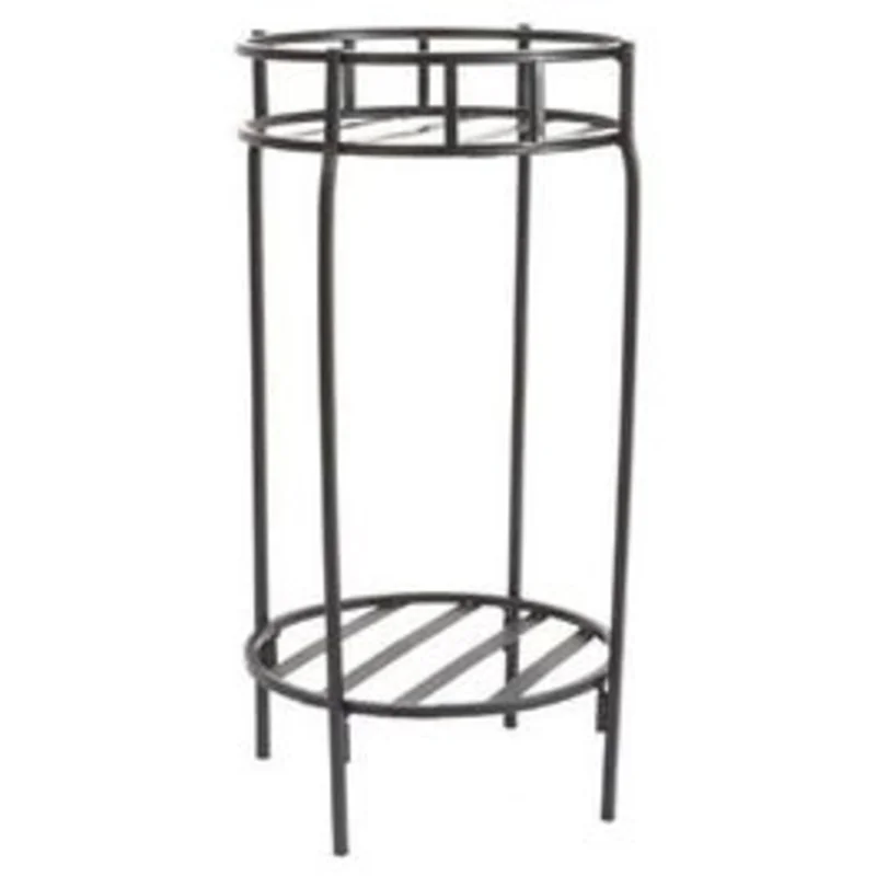 Plant Stand, Double, Contemporary Black Steel, 20.5 x 10.5-In.