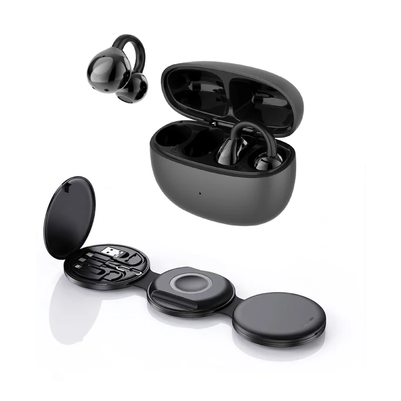 Power & Sound Essentials Bundle 5-in-1 Folding Wireless Charging Station + True Wireless Earbuds