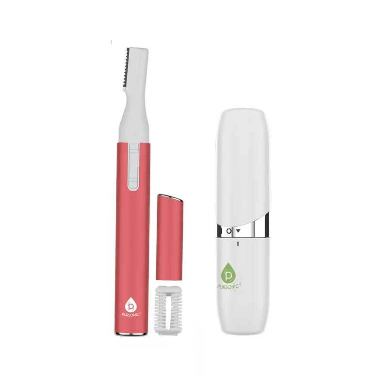 Precision Beauty Duo: Painless Electric Shaver - The Claudine Collection & Pursonic Facial Trimmer & Eyebrow Styling Kit