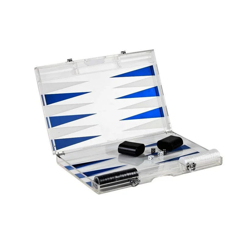 Premium 14-Inch Lucite Backgammon Set - Elegant Design for Timeless Enjoyment Black