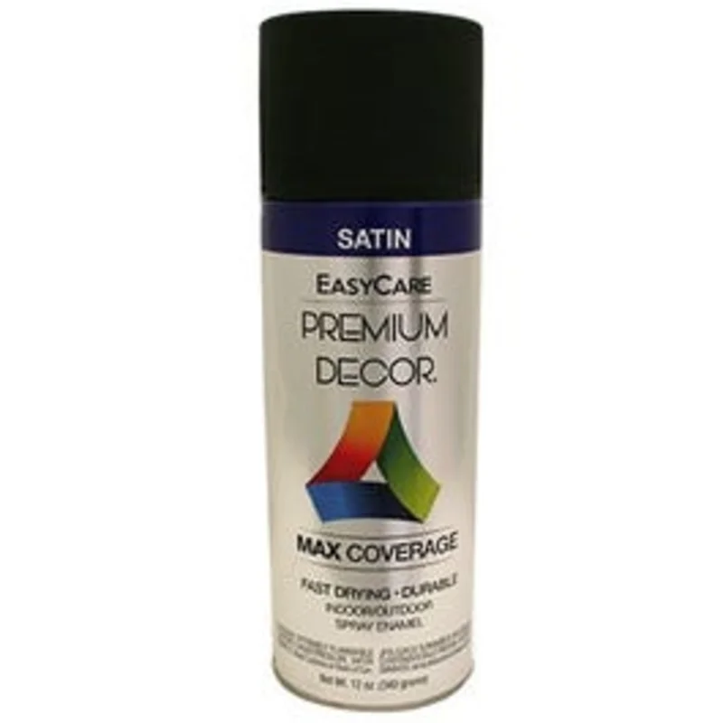 Premium Decor Spray Paint, Black Satin, 12-oz.