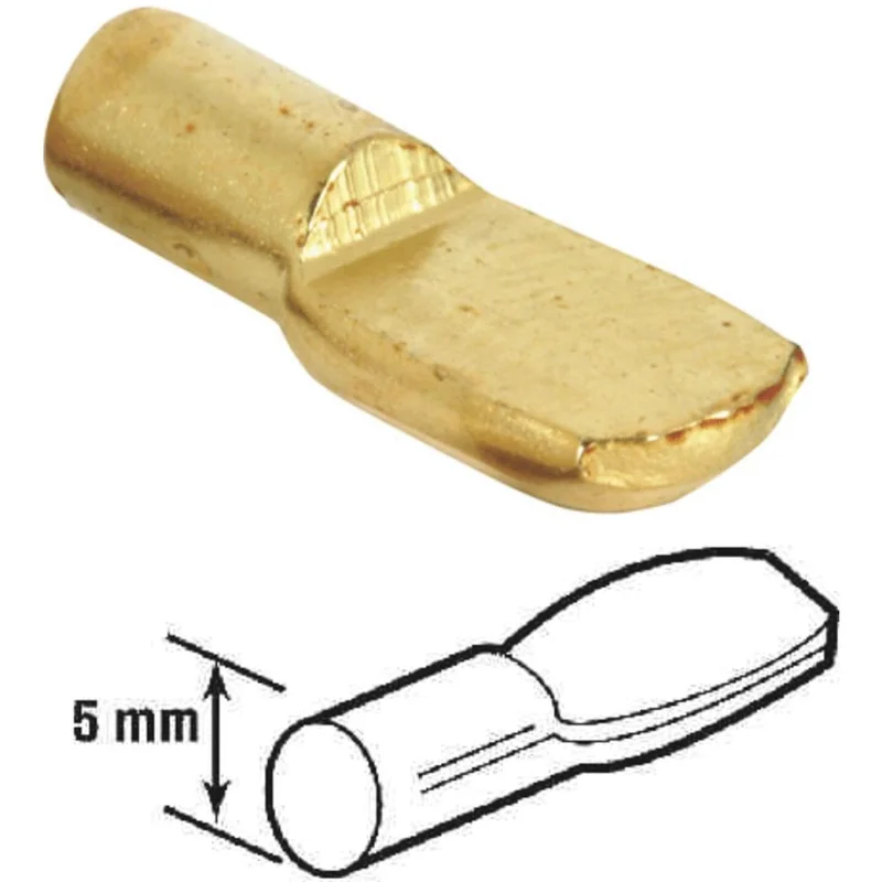 Prime-Line 5mm Brass Metal Shelf Support Peg (8-Count)