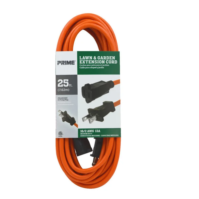 Prime Wire and Cable 25ft 16/2 SJTW Polarized Outdoor Extension Cord Orange