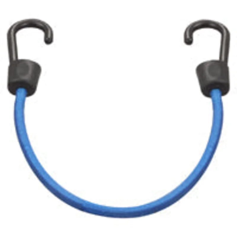 ProSource Bungee Stretch Cord, 8 mm Dia, 18 in L, Polypropylene, Blue, Hook End Blue