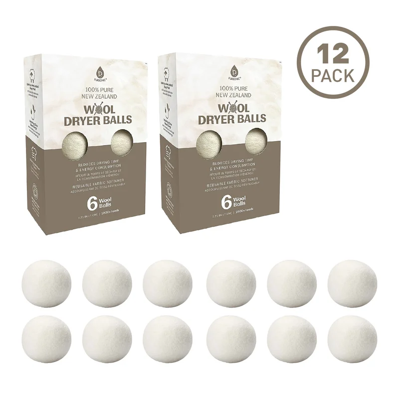 Pursonic 100% Pure New Zealand Wool Dryer Balls - 12 Pack