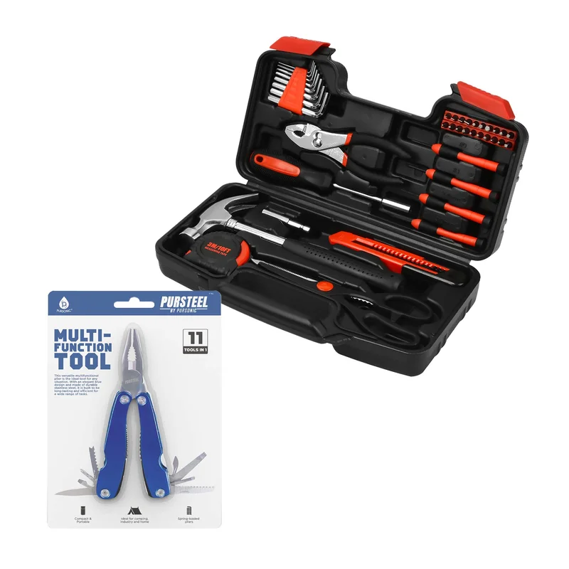 Pursonic 11-in-1 Multifunction Tool & Handy Solutions 39-Piece Household Tool Kit Bundle The Ultimate DIY & Home Repair Set!