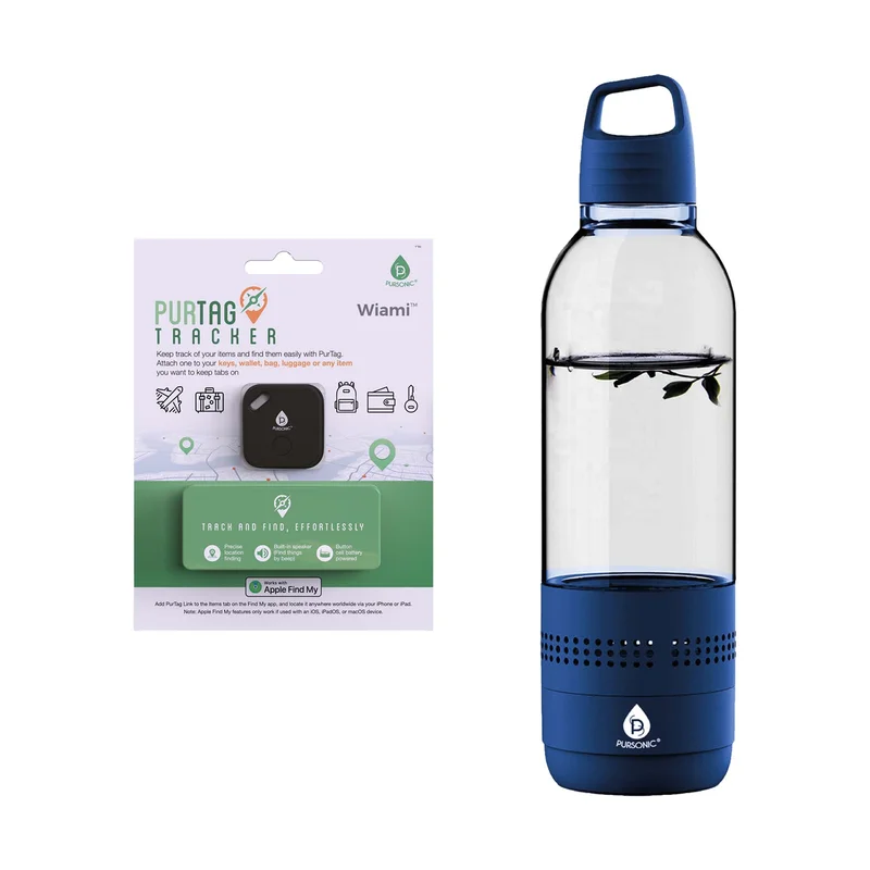 Pursonic 2-in-1 Water Bottle Speaker & Purtag Tracker Bundle  Hydration, Music & Security On the Go!