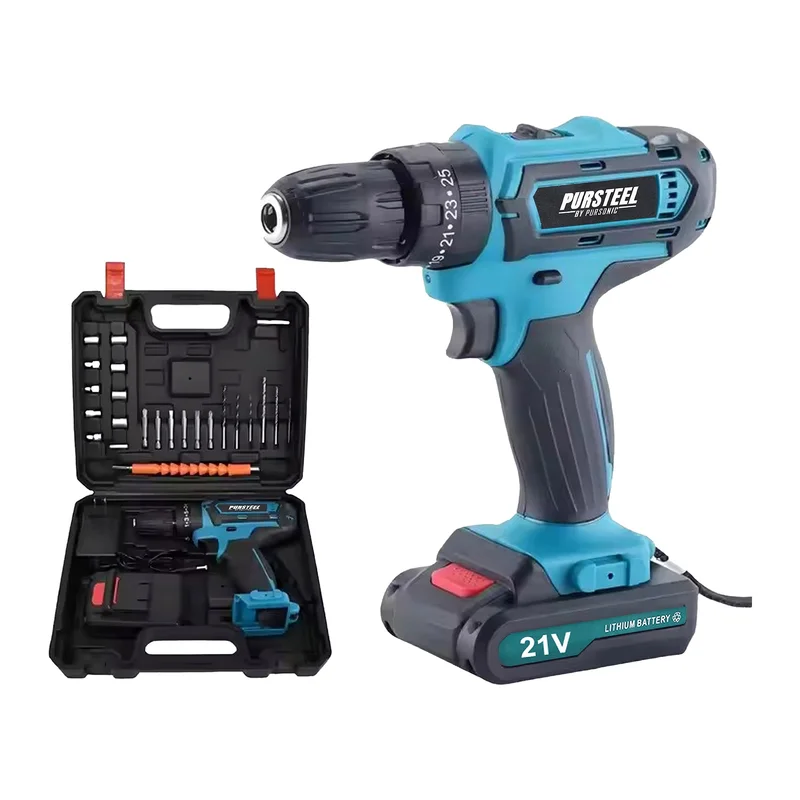 Pursonic 21V Rechargeable Cordless Drill 24 Piece Set Compact Power for Home & DIY Projects