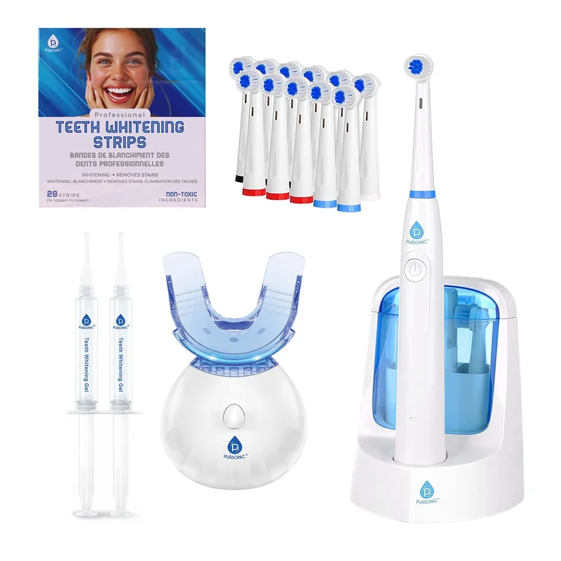 Pursonic Advanced Smile Care Bundle LED Whitening Kit, Whitening Strips, & Electric Toothbrush