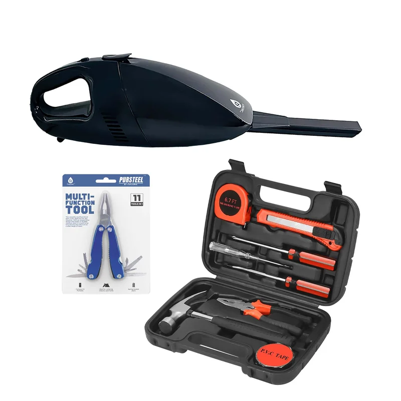 Pursonic Car Vacuum, Handy Solutions 9-Piece Tool Kit & 11-in-1 Multifunction Tool Bundle The Ultimate Home & Auto Essential Set