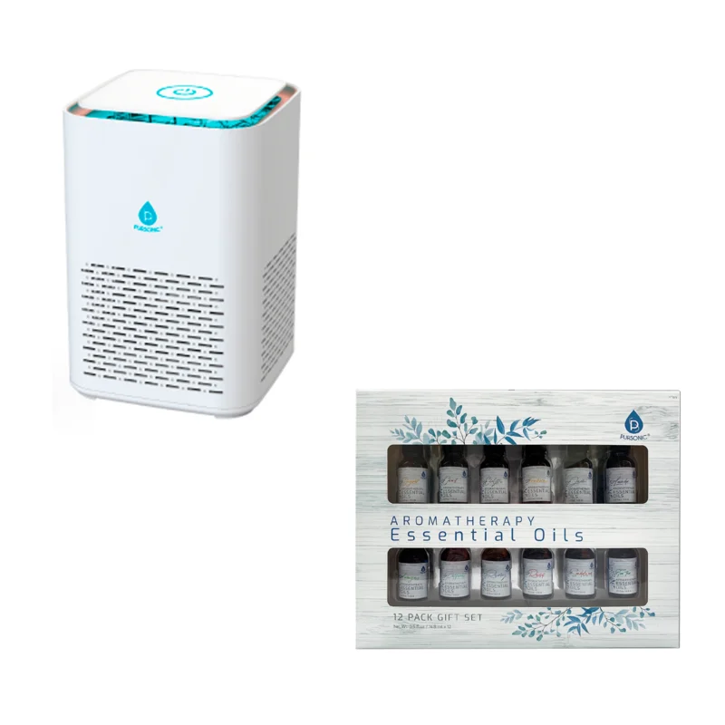 Pursonic Clean Air & Aromatherapy Bundle True HEPA Air Purifier with 12 Essential Oils