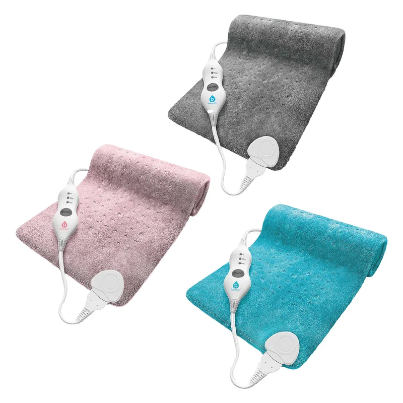 Pursonic Comfort Trio Heating Pad Set  Teal, Pink & Gray