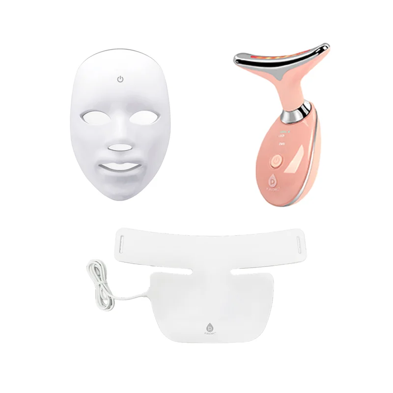 Pursonic Complete LED Skincare Therapy Bundle: Neckplate, 7-in-1 Light Therapy Wand & 7-in-1 Face Mask