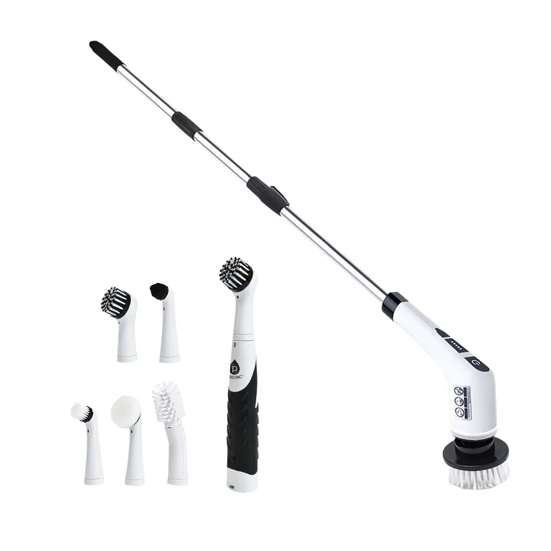 Pursonic Cordless Cleaning Power Bundle  Includes Rechargeable Power Scrubber Brush with 7 Heads + Cordless Scrubber Cleaning Brush with 5 Heads