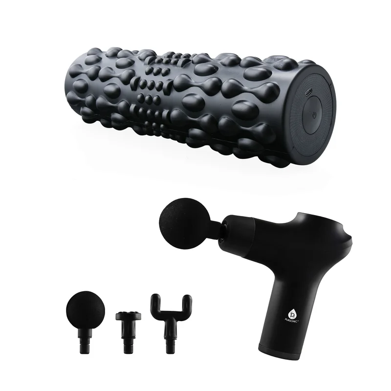 Pursonic Deep Tissue Recovery Bundle 3-Speed Massage Gun + FlexiPulse 5-Speed Vibrating Foam Roller