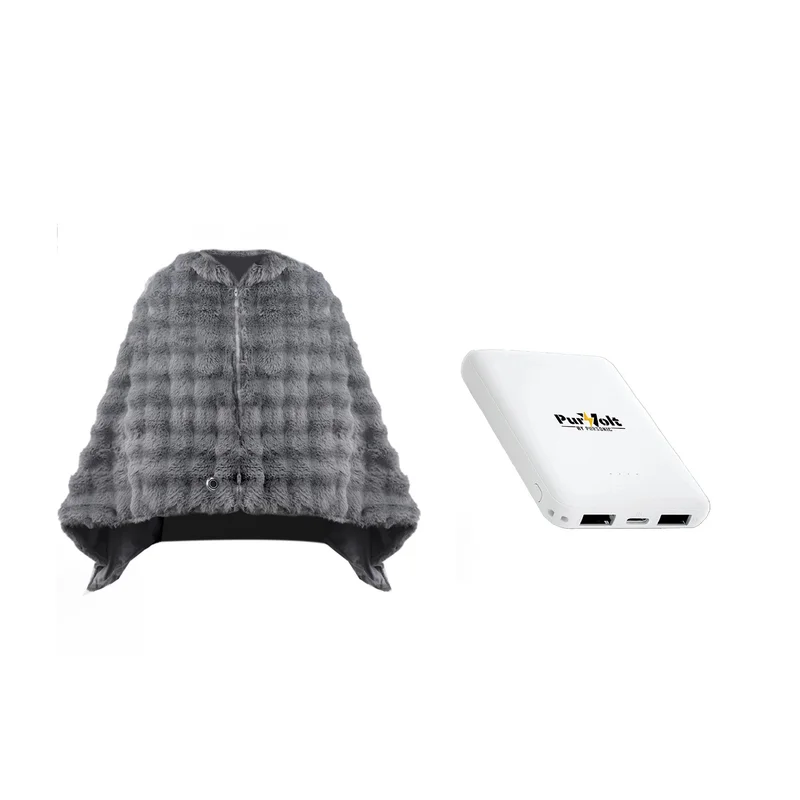 Pursonic Electric Plush Heated Poncho Shawl & Ultra-Compact Power Bank