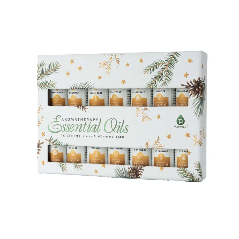Pursonic Essential Oils Christmas Gift Set 14-Piece Aromatherapy Collection