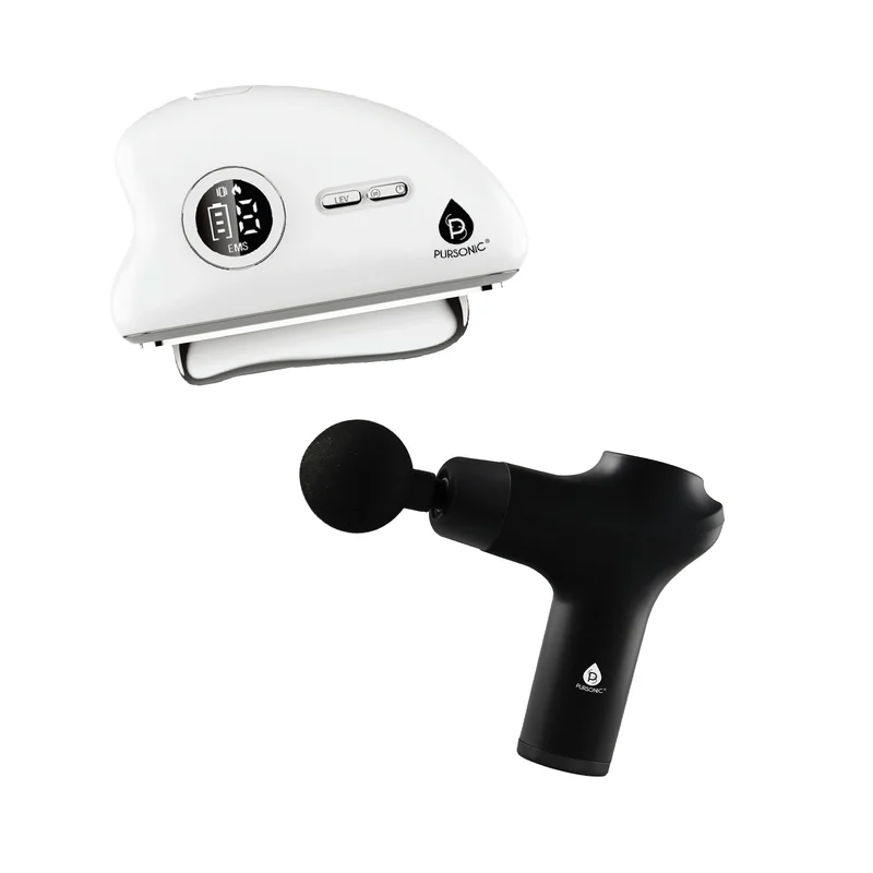 Pursonic Glow & Recovery Bundle: 7-in-1 LED Light Therapy Wand + 3-Speed Massage Gun